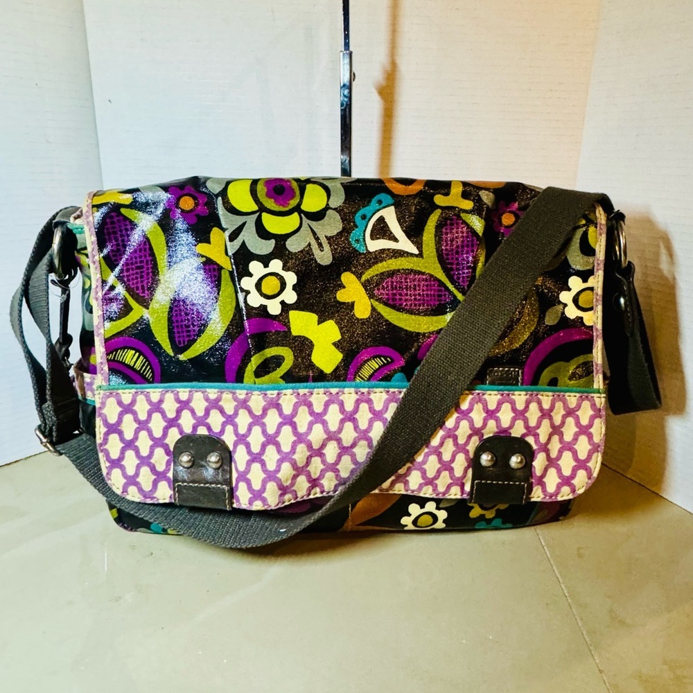 Fossil Bag Womens 16x11 Multicolor Floral Crossbody Messenger